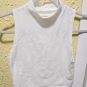 Sleeveless White Turtleneck Top